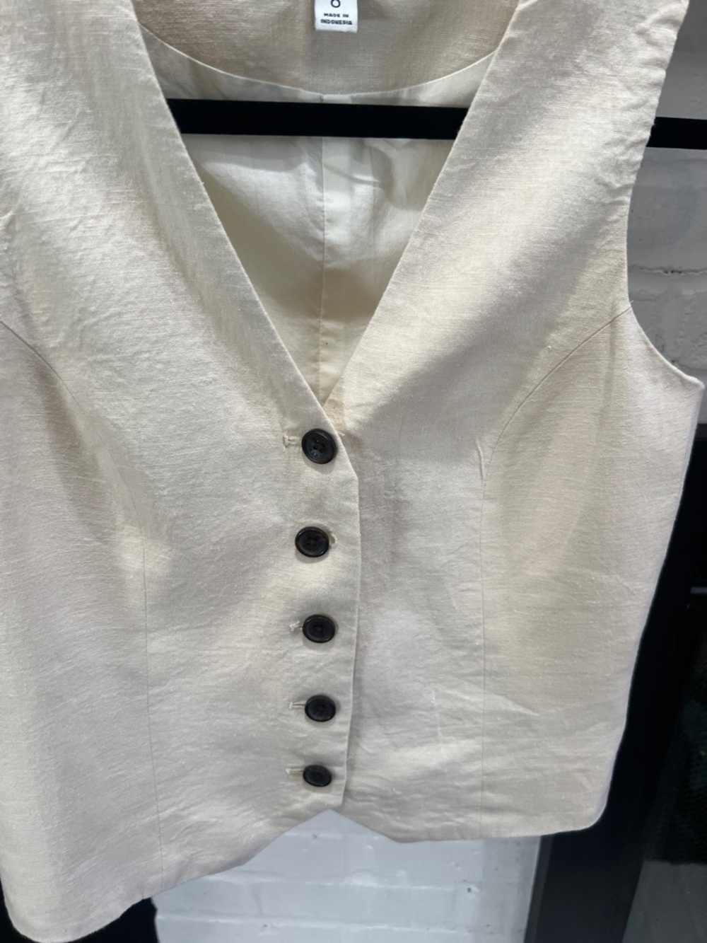 J. Crew Cream Button-Front Sleeveless Vest - Picture 3 of 7
